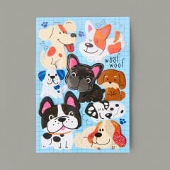 Handmade Köpekler Sticker - Renkli
