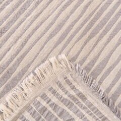 Soft Çift Kişilik Çizgili Yatak Örtüsü - Gri - 225x250 cm