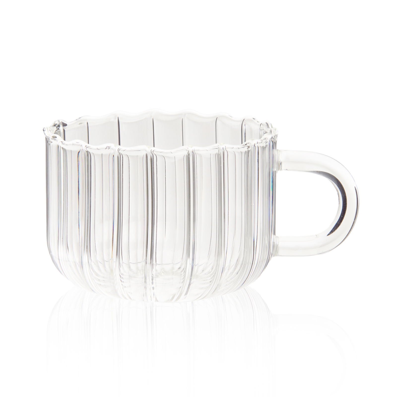 Çizgili Isıya Dayanıklı Cam Kupa - Şeffaf - 250 ml