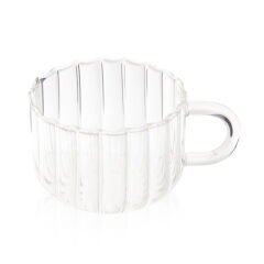 Çizgili Isıya Dayanıklı Cam Kupa - Şeffaf - 250 ml
