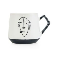 Kitchen Mask Desenli Kupa - Siyah / Beyaz - 500 ml