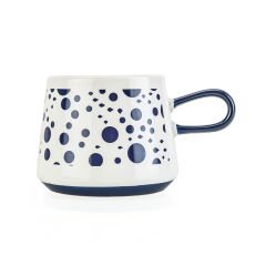 Kitchen Puantiyeli Kupa - Lacivert / Beyaz - 390 ml