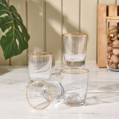 Pure Altın Yaldızlı 4'lü Su Bardağı Seti - 270 ml