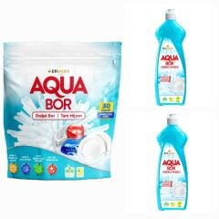 AQUABOR DOĞAL MİNERALLİ BULAŞIK TABLETİ 30 ADET KAPSÜL+2 ADET BULAŞIK ELDE YIKAMA DETERJANI