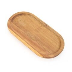 Akasya Oval Servis Sunum Tabağı - Kahverengi - 18,8x9,6x1,6 cm