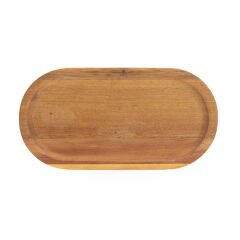 Akasya Oval Servis Sunum Tabağı - Kahverengi - 18,8x9,6x1,6 cm