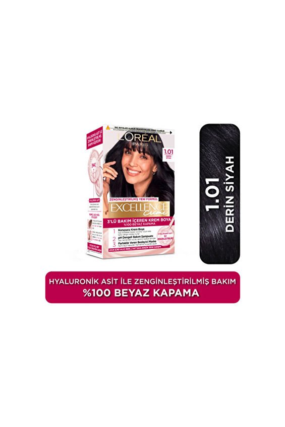 L’Oréal Paris Excellence Creme Saç Boyası – 1.01 Derin Siyah