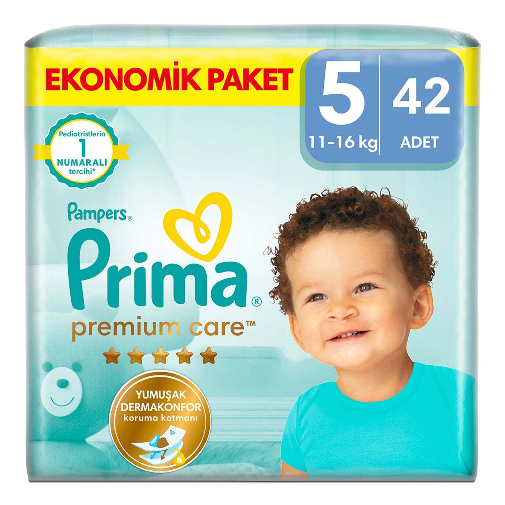 Prima Premium Care Bebek Bezi Ekonomik Paket 5 Beden 42'li