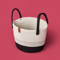 Living Elegant Curves Dekoratif Sepet - Beyaz / Siyah - 15x20x20 cm