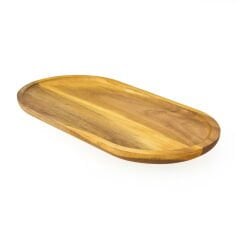 Akasya Oval Servis Sunum Tabağı - Kahverengi - 30x16x1,5 cm