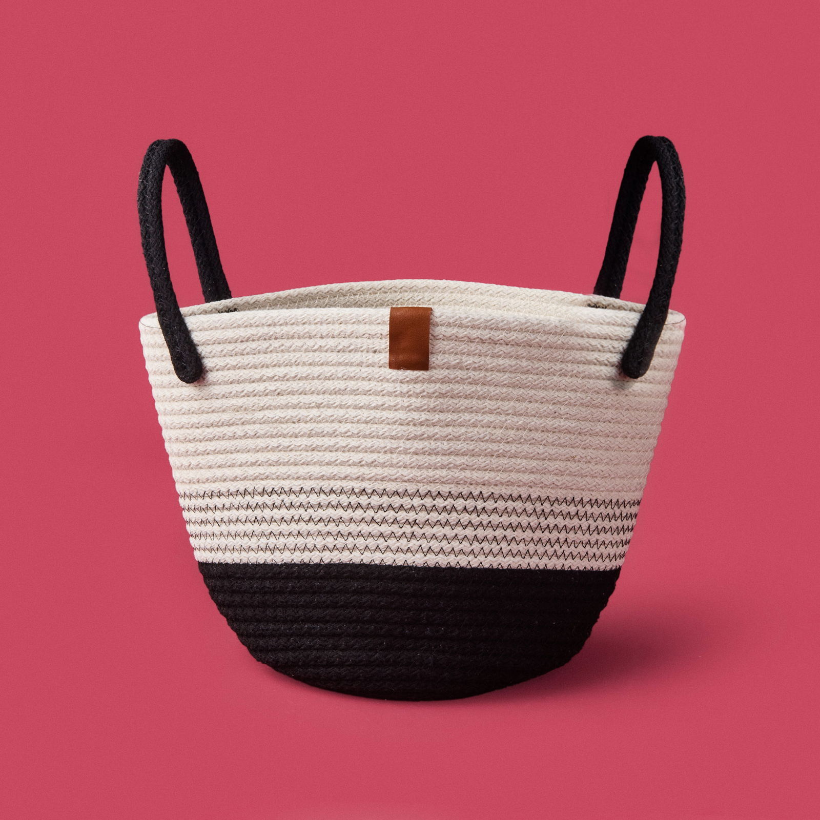 Living Elegant Curves Dekoratif Sepet - Beyaz / Siyah - 15x20x20 cm