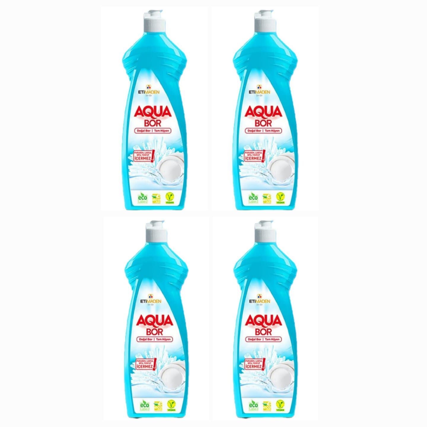 AQUABOR DOĞAL MİNERALLİ  ELDE YIKAMA 4 ADET SIVI BULAŞIK DETERJANI