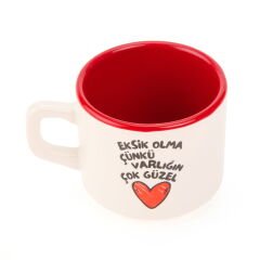 Tasarım Eksik Olma Çünkü Varlığın Çok Güzel Sloganlı Venüs Kupa - Renkli - 195 ml