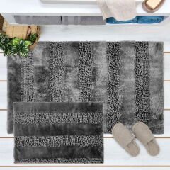 Soft Line 2'li Banyo Paspası - Antrasit - 60x90 cm + 45x60 cm
