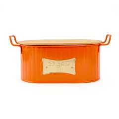 Ahşap Kesme Tahtalı Ekmek Kutusu - Turuncu - 33 cm