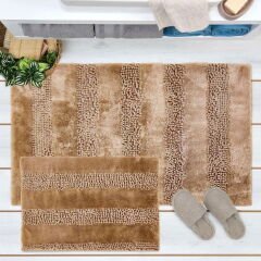Soft Line 2'li Banyo Paspası - Vizon - 60x90 cm + 45x60 cm