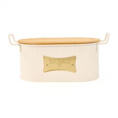 Ahşap Kesme Tahtalı Ekmek Kutusu - Krem - 33 cm