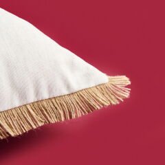 Soft Palm Breeze Saçaklı Kırlent - Ekru - 45x45 cm