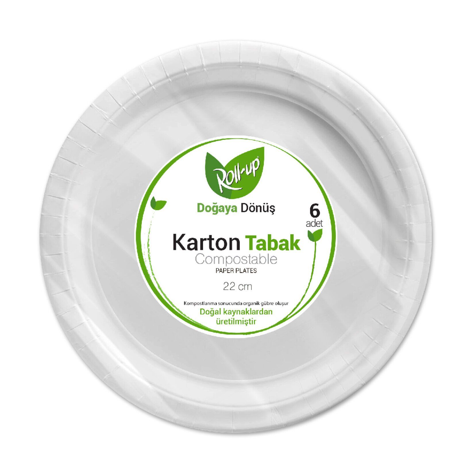 Roll-Up Doğaya Dönüş Karton Tabak 6'lı 22 Cm