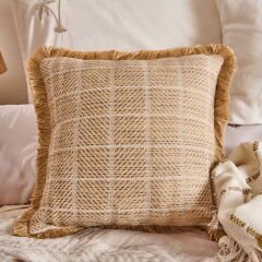 Soft Palm Breeze Jüt Görünümlü Kırlent - Kahverengi - 45x45 cm