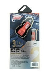 Autokit Metal Araç Şarjı 3.1 Amper 2 USB Giriş Micro