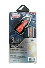 Autokit Metal Araç Şarjı 3.1 Amper 2 USB Giriş Micro