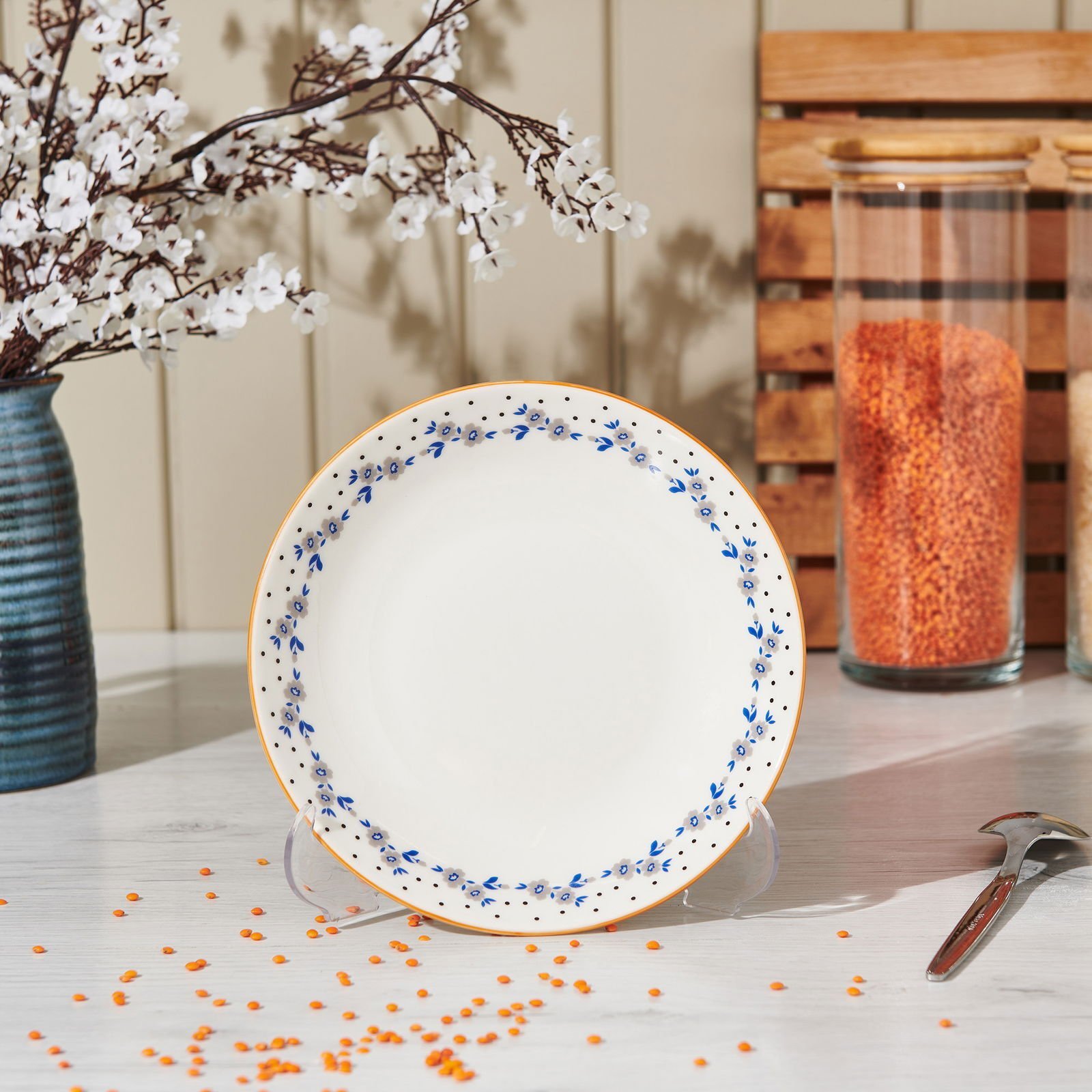 Porselen Robi Çukur Yemek Tabağı - Renkli - 19 cm