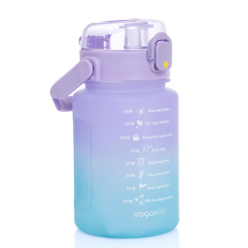 VAGONLİFE 1000 ML SOFT-TOUCH MOTİVASYON SU MATARASI Mor-Mavi 1 Adet