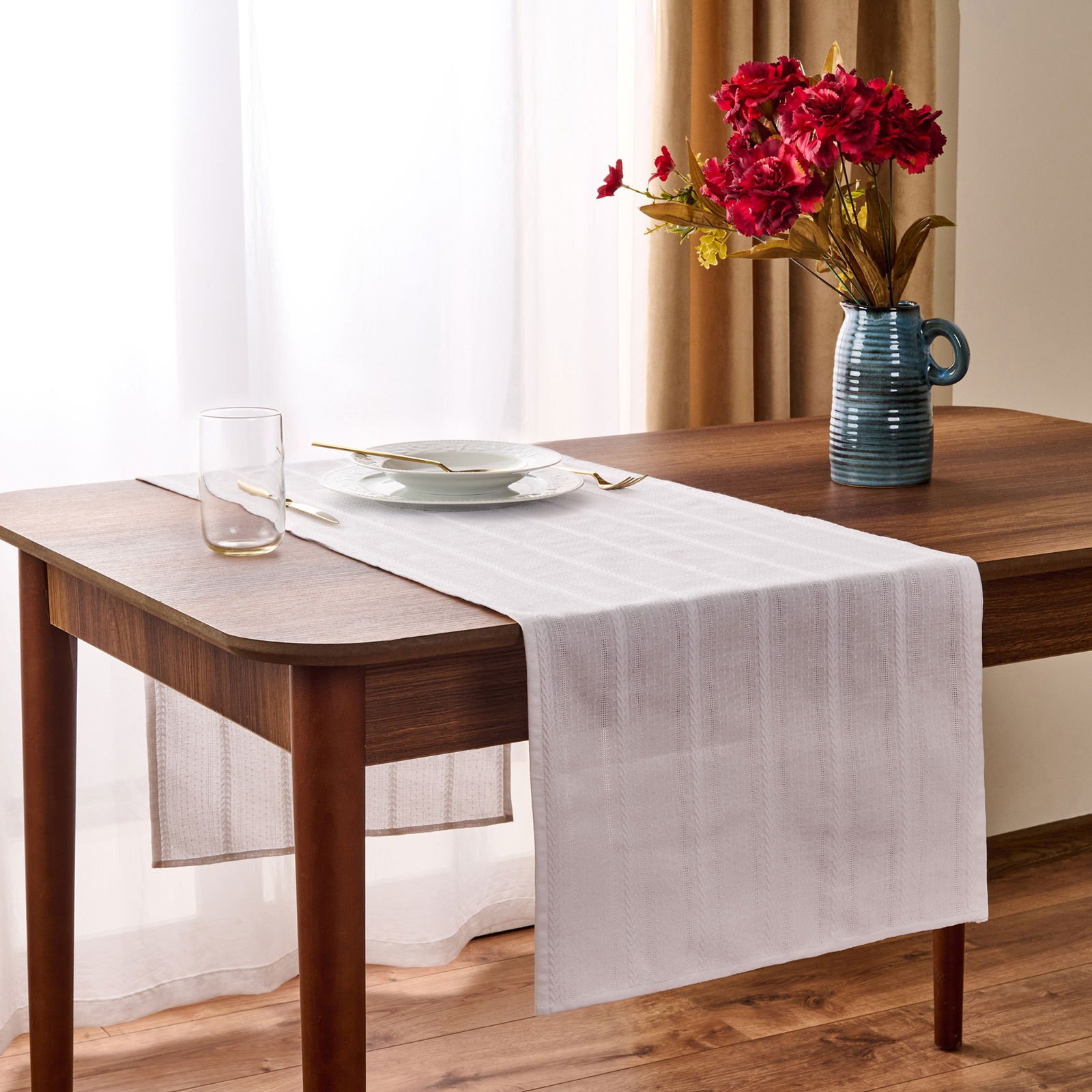 Soft Granny Runner - Beyaz - 40x135 cm