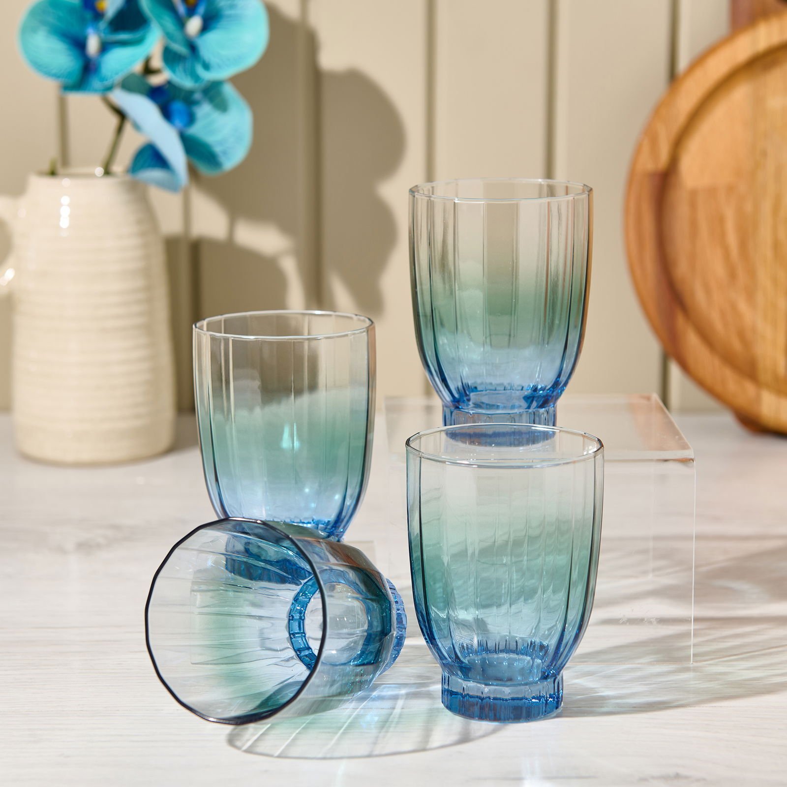 Elite 4'lü Meşrubat Bardağı - Mavi - 320 ml