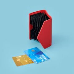 Yatay Akordiyon PVC Kartlık - Kırmızı - 7x11 cm