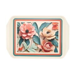 Çiçek Desenli Tepsi - Renkli - 44x30,5 cm