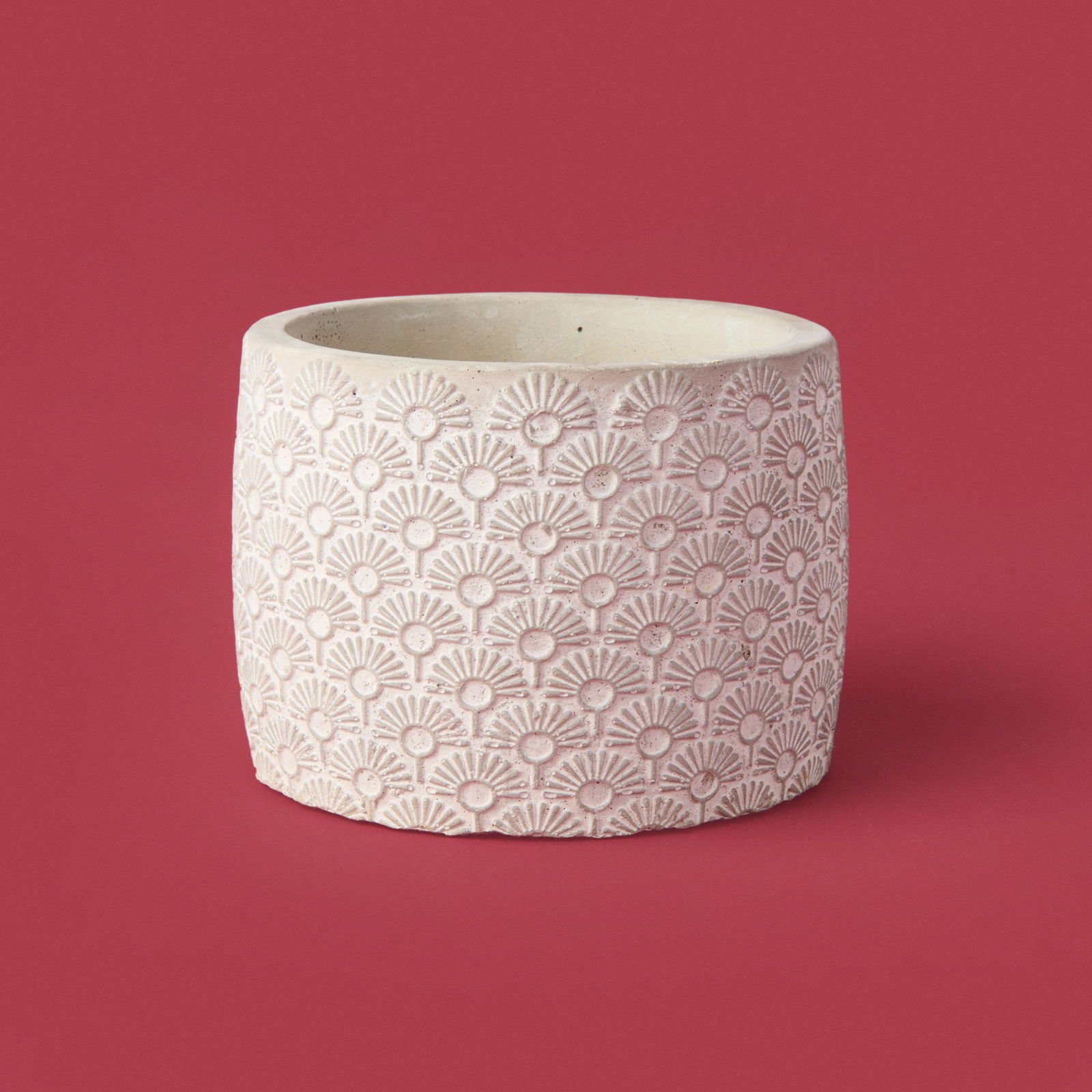 Işık Desen Beton Saksı - Bej - 10x13 cm