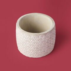 Işık Desen Beton Saksı - Bej - 10x13 cm