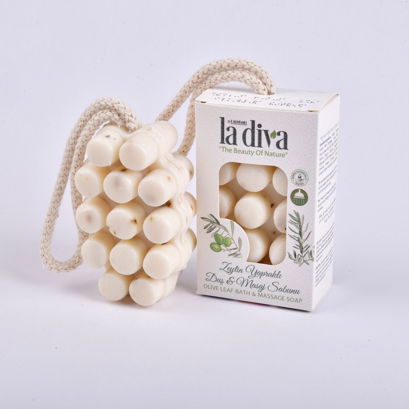 Diva Zeytin Yapraklı Duş ve Masaj Sabunu - Beyaz - 120 gr