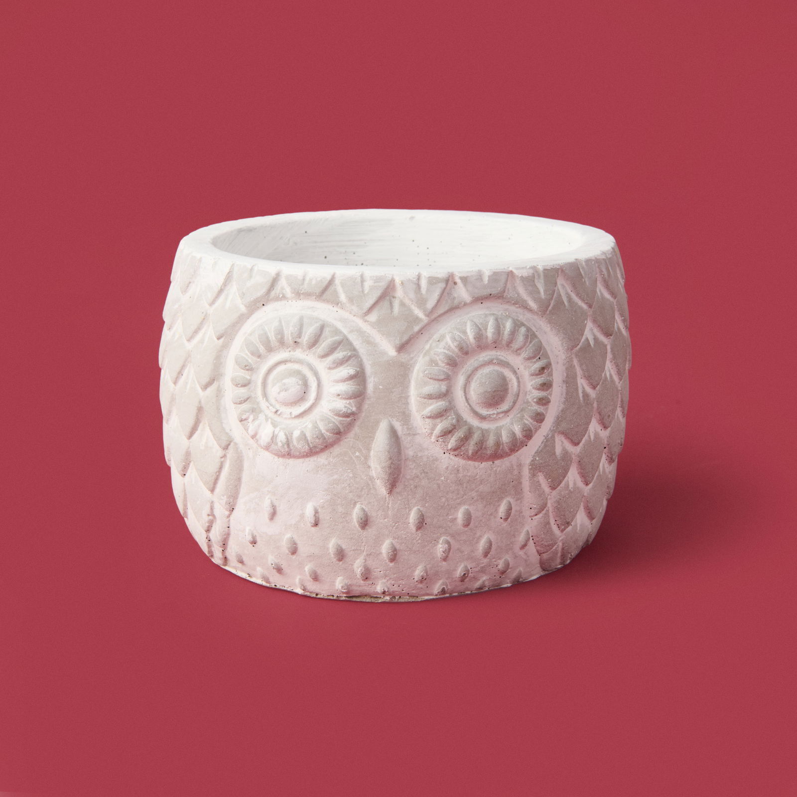 Kozalak Desenli Beton Saksı - Krem - 8x10 cm