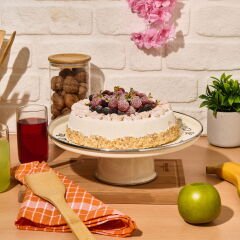 Emaye Büyük Servis Standı - Krem - 31x11 cm