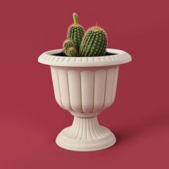 Ayaklı Plastik Saksı - Beyaz - 20,5x30x30 cm