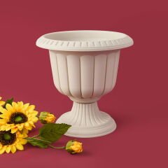 Ayaklı Plastik Saksı - Beyaz - 20,5x30x30 cm