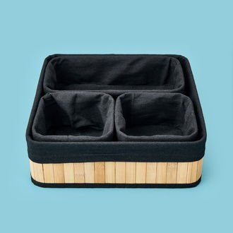 Living 4'lü Bambu Sepet - Bej / Siyah