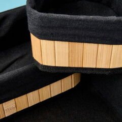 Living 4'lü Bambu Sepet - Bej / Siyah