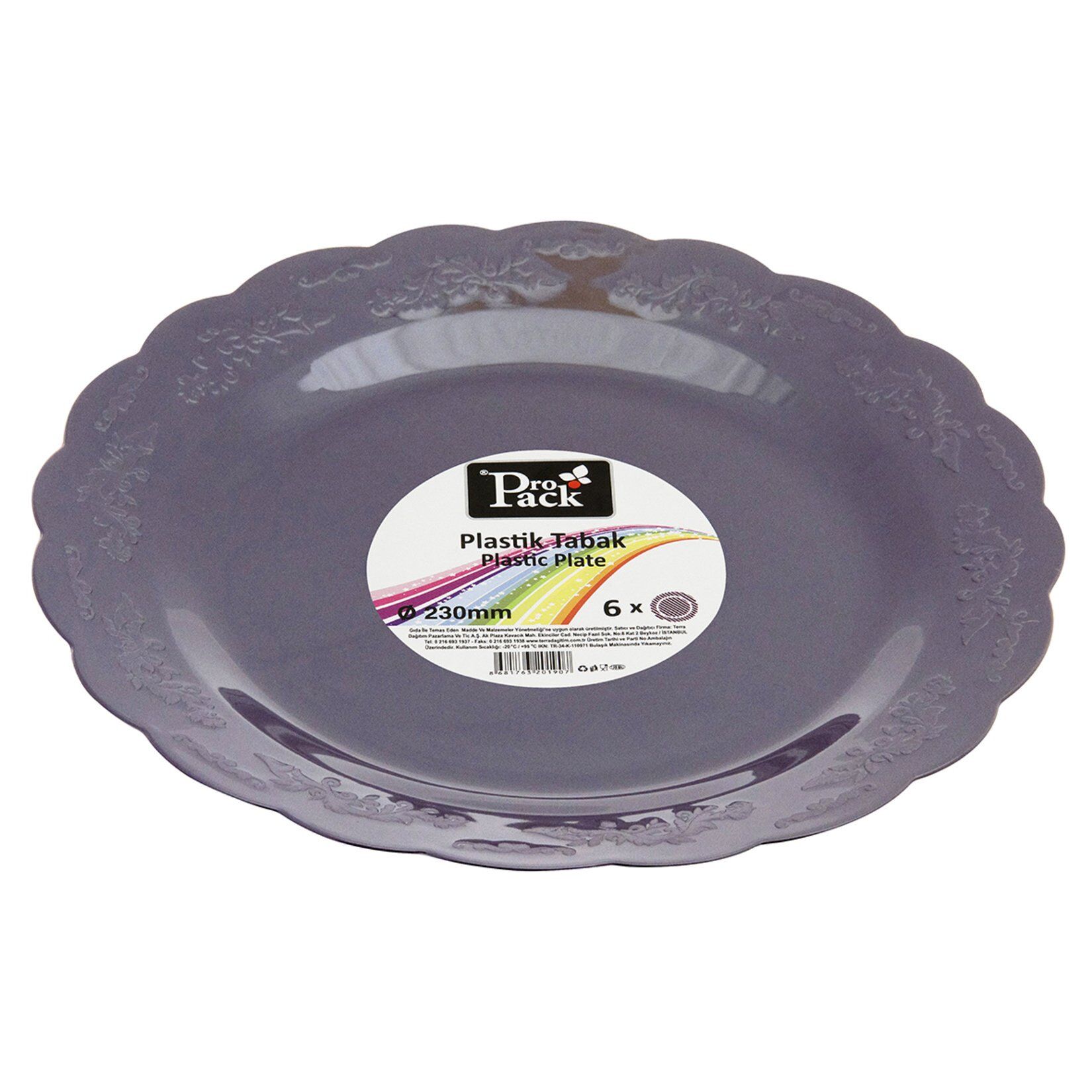 Propack Kristal Tabak Mor 6'lı 23 Cm