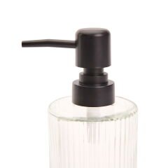 Metal Stantlı Sıvı Sabunluk - Siyah / Şeffaf - 22 cm