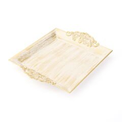 Home Barok Eskitme Tepsi - Beyaz - 22x26 cm