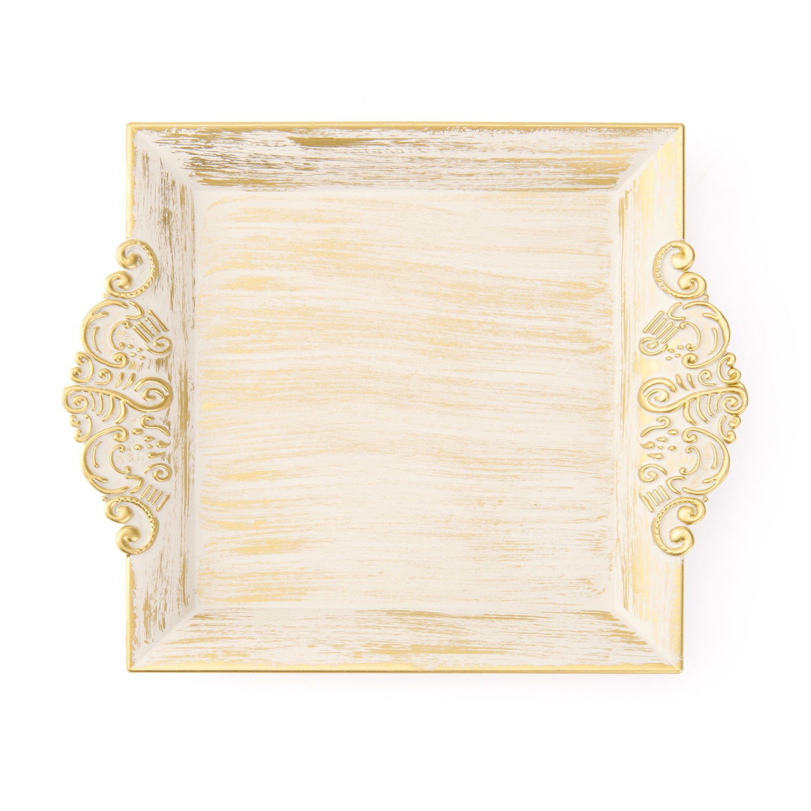 Home Barok Eskitme Tepsi - Beyaz - 22x26 cm