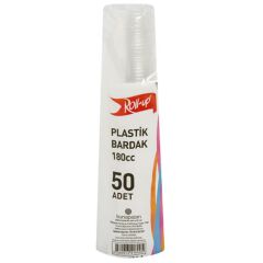Roll-Up Plastik Şeffaf Bardak Şeffaf 50'li 180 Cc