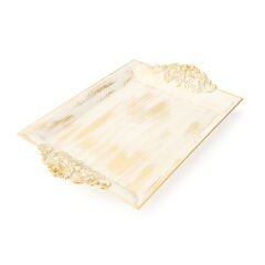 Home Barok Eskitme Tepsi - Beyaz - 26x39 cm