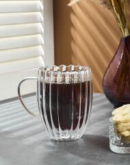 KUPA KULPLU BARDAK ŞIK TASARIMLI 350 ML ÇİFT ÇADARLI KUPA