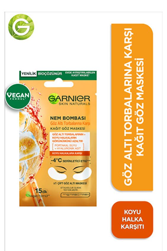Garnier Kağıt Göz Altı Maskesi Portakal SuyuHyaluronik Asit