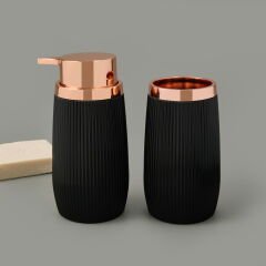 Bath Bella 2'li Sıvı Sabunluk ve Diş Fırçalık Seti - Siyah